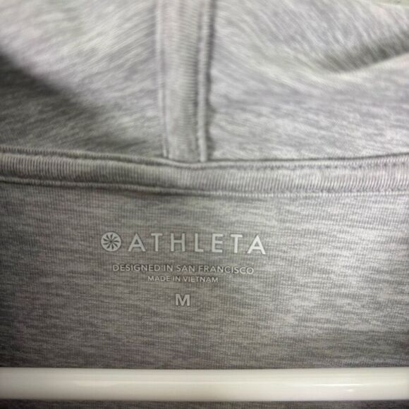 Athleta Heathered Grey Hooded Pullover Long Sleeve Top - Picture 5 of 6